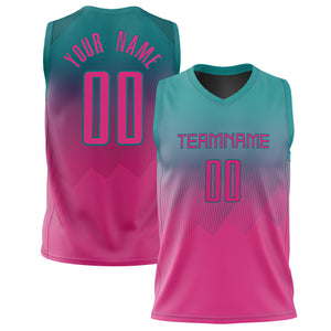 Custom Teal Pink Fade Basketball Jersey BS02240626YX247
