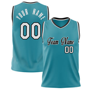 Custom Teal White Solid Color Basketball Jersey BS02240626YX252
