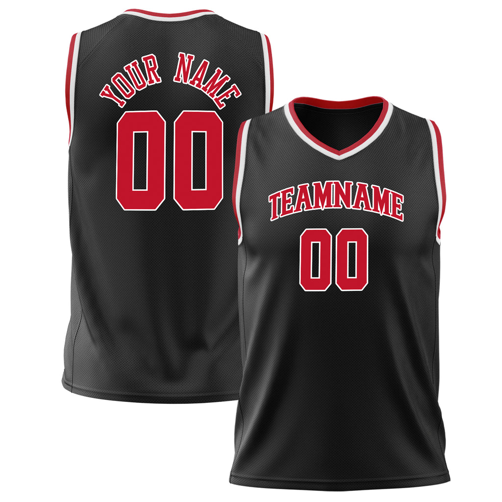 Custom Black Red Solid Color Basketball Jersey BS02240626ZX004