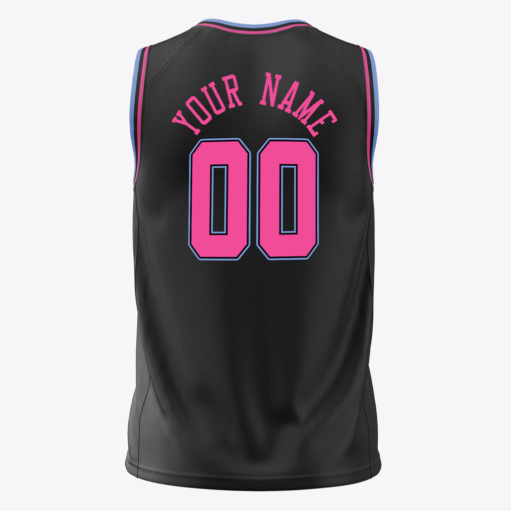 Custom Black Pink Solid Color Basketball Jersey