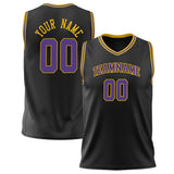 Custom Black Purple Solid Color Basketball Jersey BS02240626ZX010