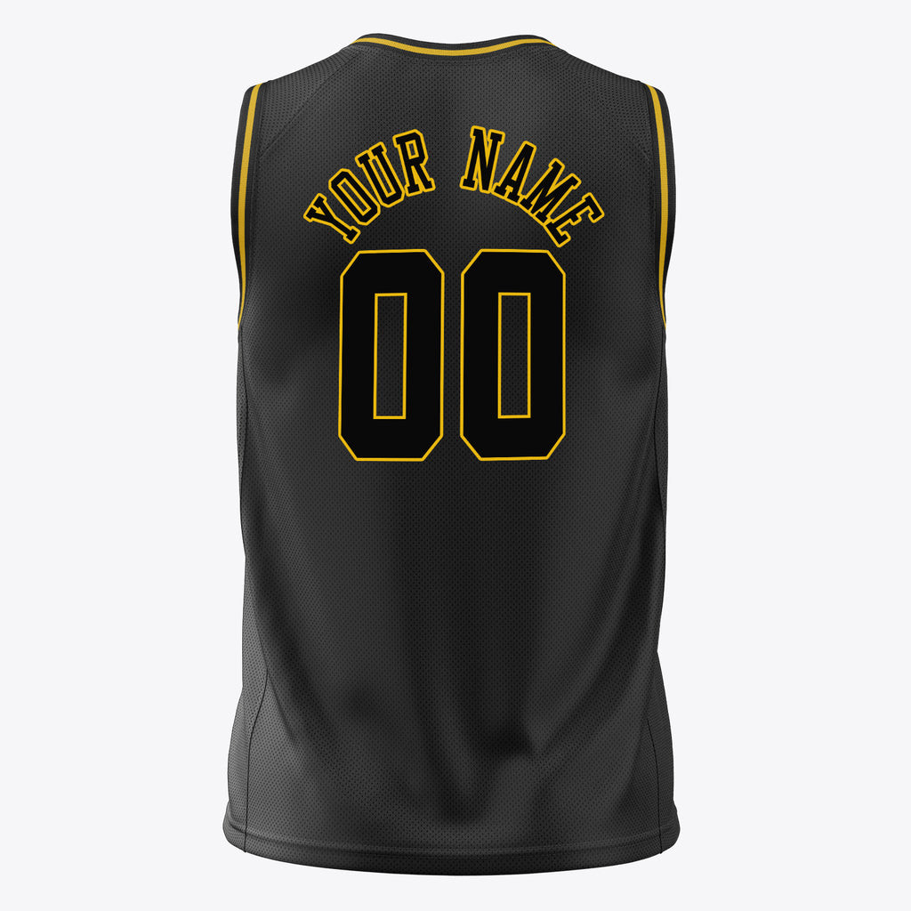 Custom Black Gold Solid Color Basketball Jersey