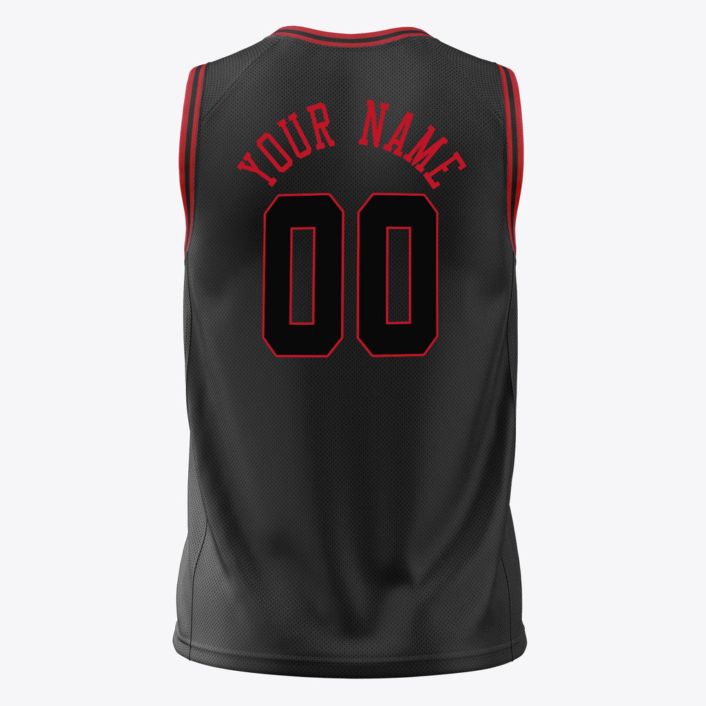 Custom Black Red Solid Color Basketball Jersey