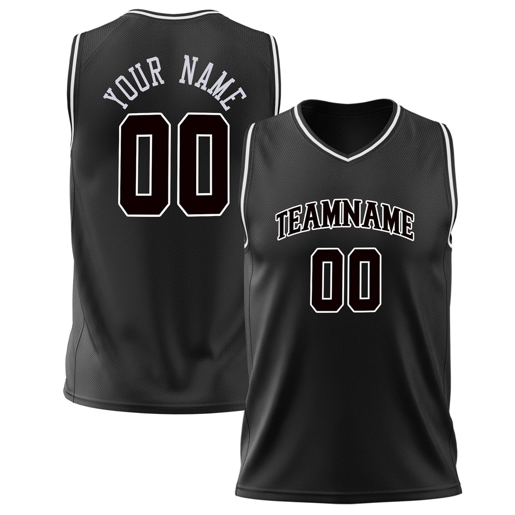 Custom Black White Solid Color Basketball Jersey BS02240626ZX014