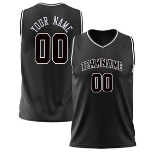 Custom Black White Solid Color Basketball Jersey BS02240626ZX014