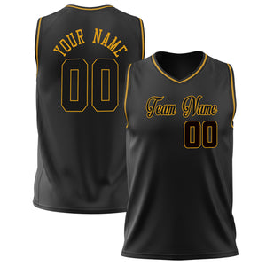 Custom Black Gold Solid Color Basketball Jersey BS02240626ZX016