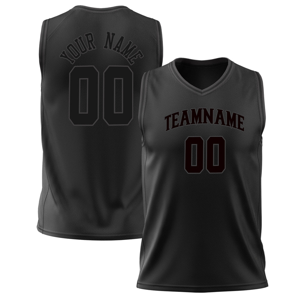 Custom Black Gray Solid Color Basketball Jersey BS02240626ZX017