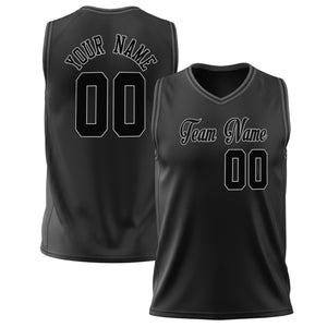 Custom Black Gray Solid Color Basketball Jersey BS02240626ZX019