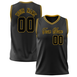 Custom Black Gold Solid Color Basketball Jersey BS02240626ZX020