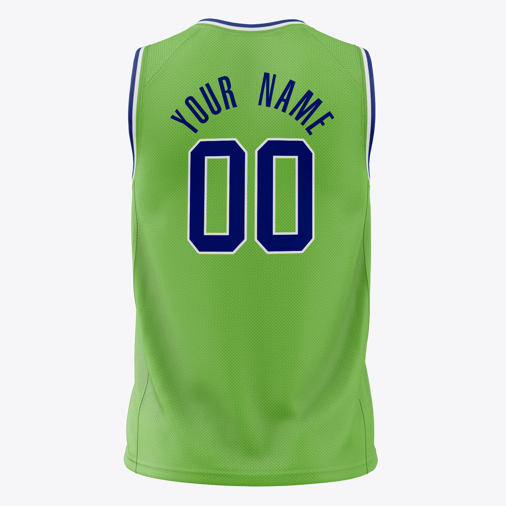 Custom Neon-Green Royal Solid Color Basketball Jersey
