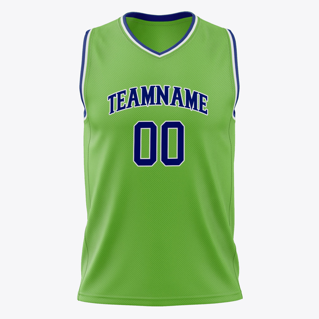 Custom Neon-Green Royal Solid Color Basketball Jersey
