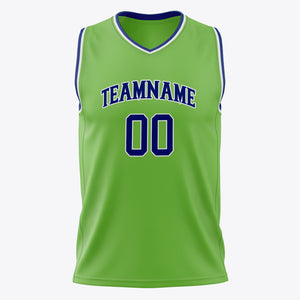 Custom Neon-Green Royal Solid Color Basketball Jersey