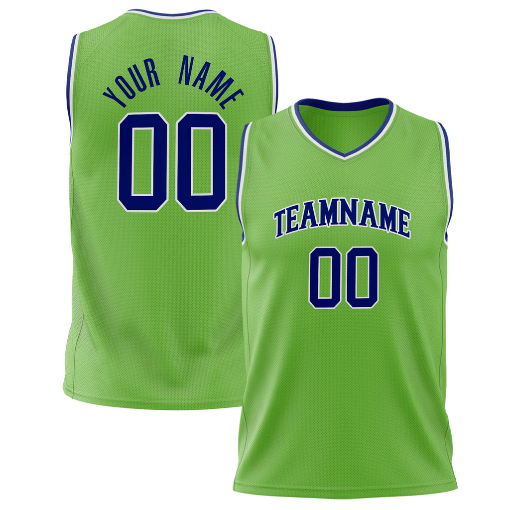 Custom Neon-Green Royal Solid Color Basketball Jersey BS02240626ZX103
