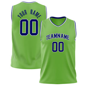 Custom Neon-Green Royal Solid Color Basketball Jersey BS02240626ZX103