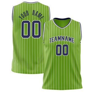 Custom Neon-Green Black Pinstripe Basketball Jersey BS02240626ZX104