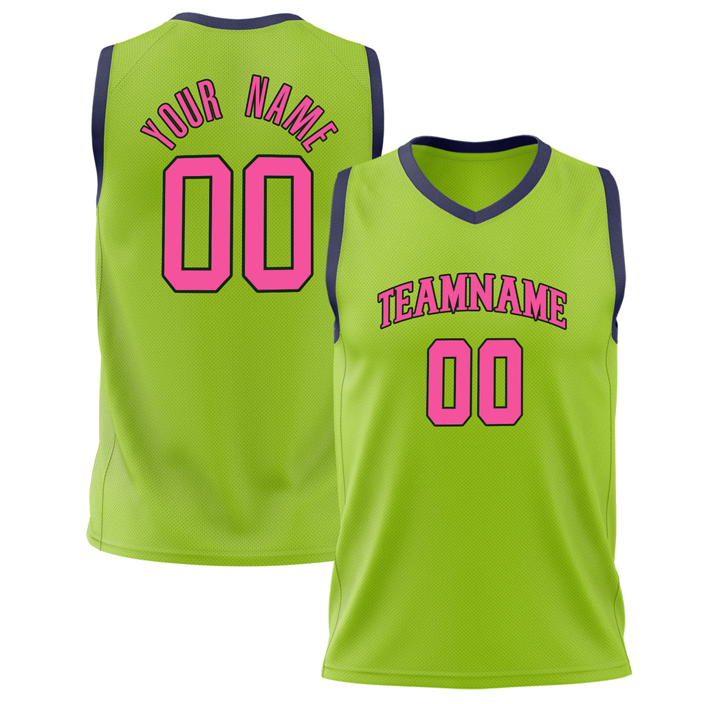 Custom Neon-Green Pink Solid Color Basketball Jersey BS02240626ZX105