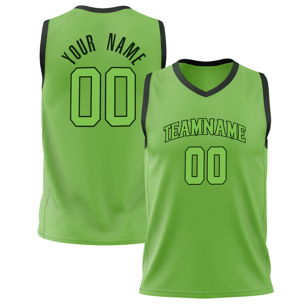 Custom Neon-Green Black Solid Color Basketball Jersey BS02240626ZX106