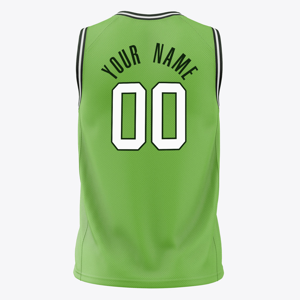 Custom Neon-Green White Solid Color Basketball Jersey