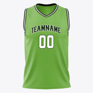 Custom Neon-Green White Solid Color Basketball Jersey