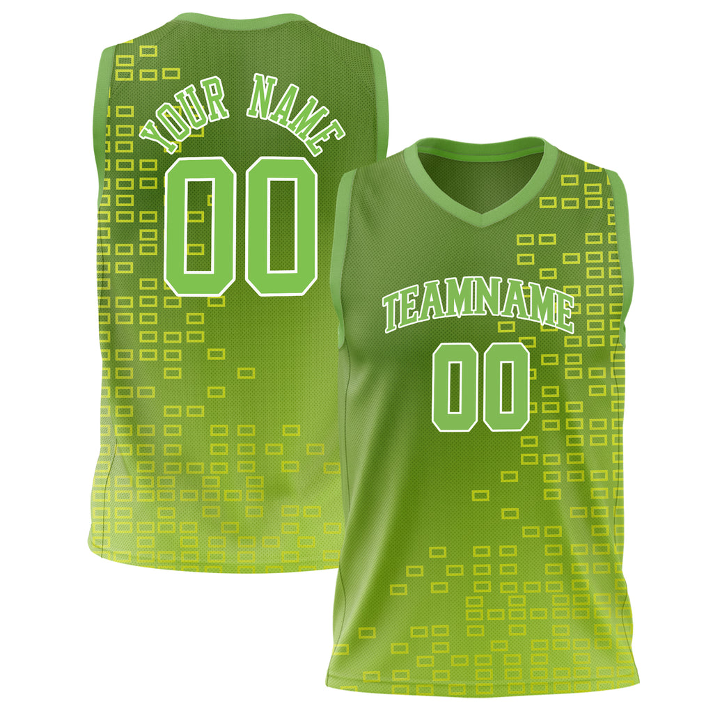 Custom Neon-Green White Solid Color Basketball Jersey BS02240626ZX109