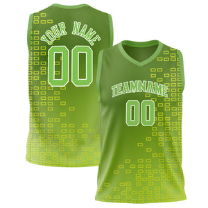 Custom Neon-Green White Solid Color Basketball Jersey BS02240626ZX109