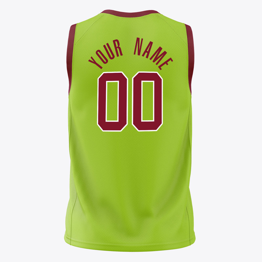 Custom Neon-Green Red Solid Color Basketball Jersey