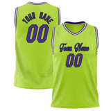 Custom Neon-Green Purple Solid Color Basketball Jersey