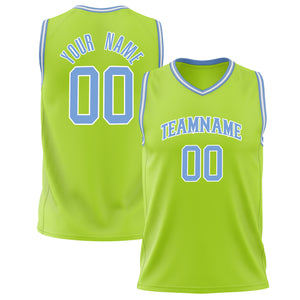 Custom Neon-Green Light Blue Solid Color Basketball Jersey BS02240626ZX116