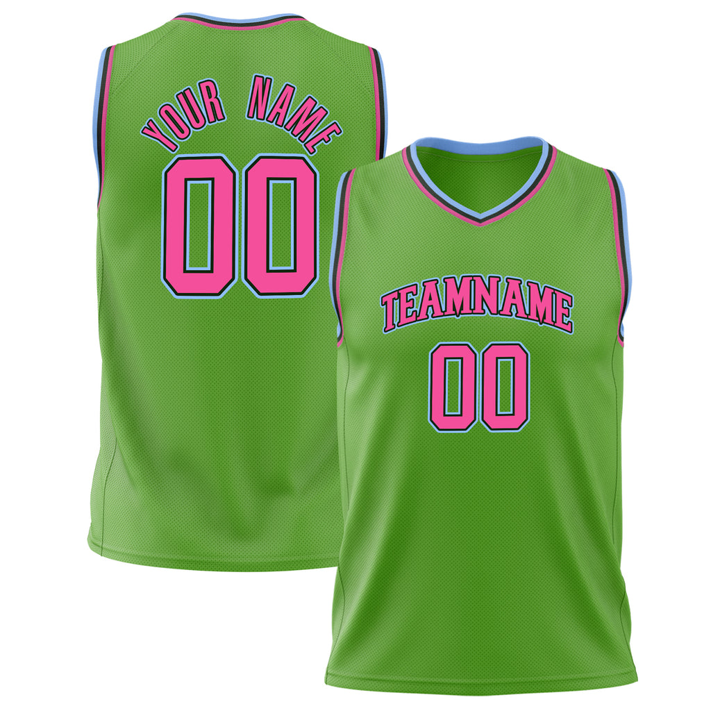 Custom Neon-Green Pink Solid Color Basketball Jersey BS02240626ZX118
