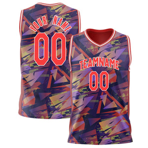 Custom Red White Pattern Basketball Jersey BS02240808JC007