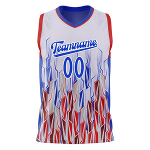 Custom White Royal Pattern Basketball Jersey