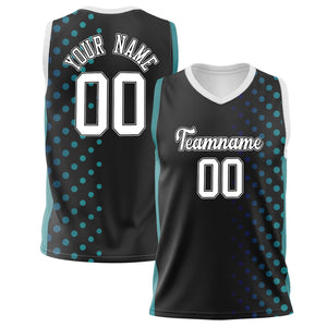 Custom Black Teal Pattern Basketball Jersey BS02240808JC013
