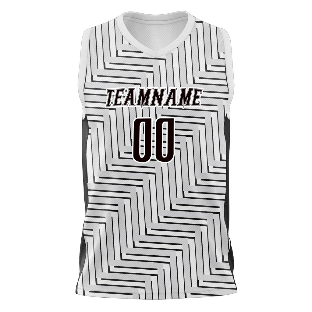 Custom White Black Pattern Basketball Jersey