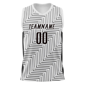 Custom White Black Pattern Basketball Jersey