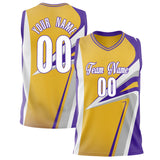 Custom Gold Purple Pattern Basketball Jersey BS02240808JC020