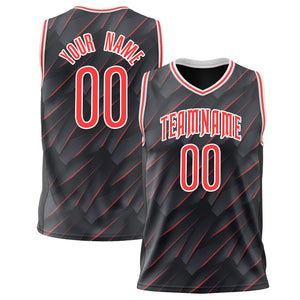 Custom Black Red Pattern Basketball Jersey BS02240808JC025