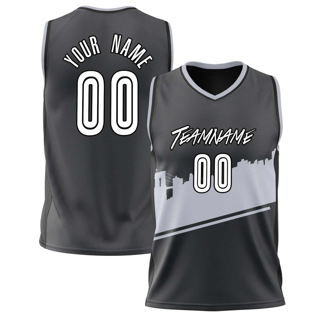 Custom Black Gray Pattern Basketball Jersey BS02240808JG028