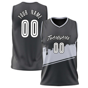Custom Black Gray Pattern Basketball Jersey BS02240808JG028