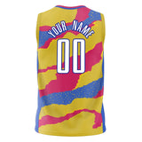 Custom Gold Pink Pattern Basketball Jersey