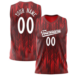 Custom Red White Pattern Basketball Jersey BS02240808JG043