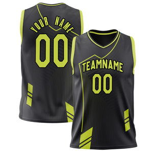 Custom Black Neon Yellow Pattern Basketball Jersey BS02240808XF053