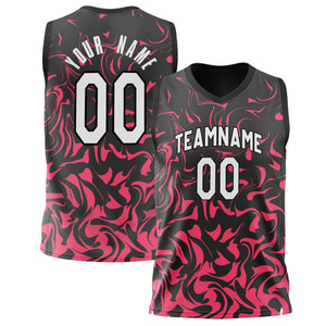 Custom Black Red Pattern Basketball Jersey BS02240808XF060