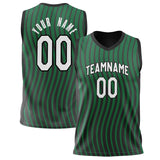 Custom Black Kelly Green Pattern Basketball Jersey