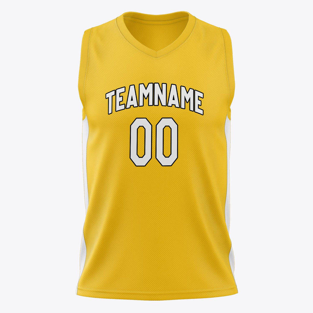 Custom Gold White Pattern Basketball Jersey