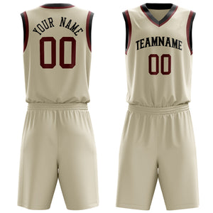 Custom Cream Crimson Solid Color Basketball Jersey