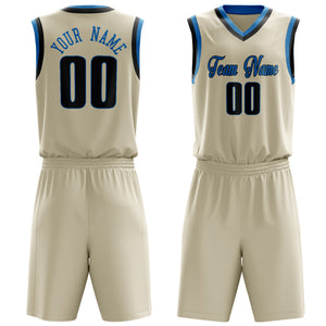 Custom Cream Black Solid Color Basketball Jersey