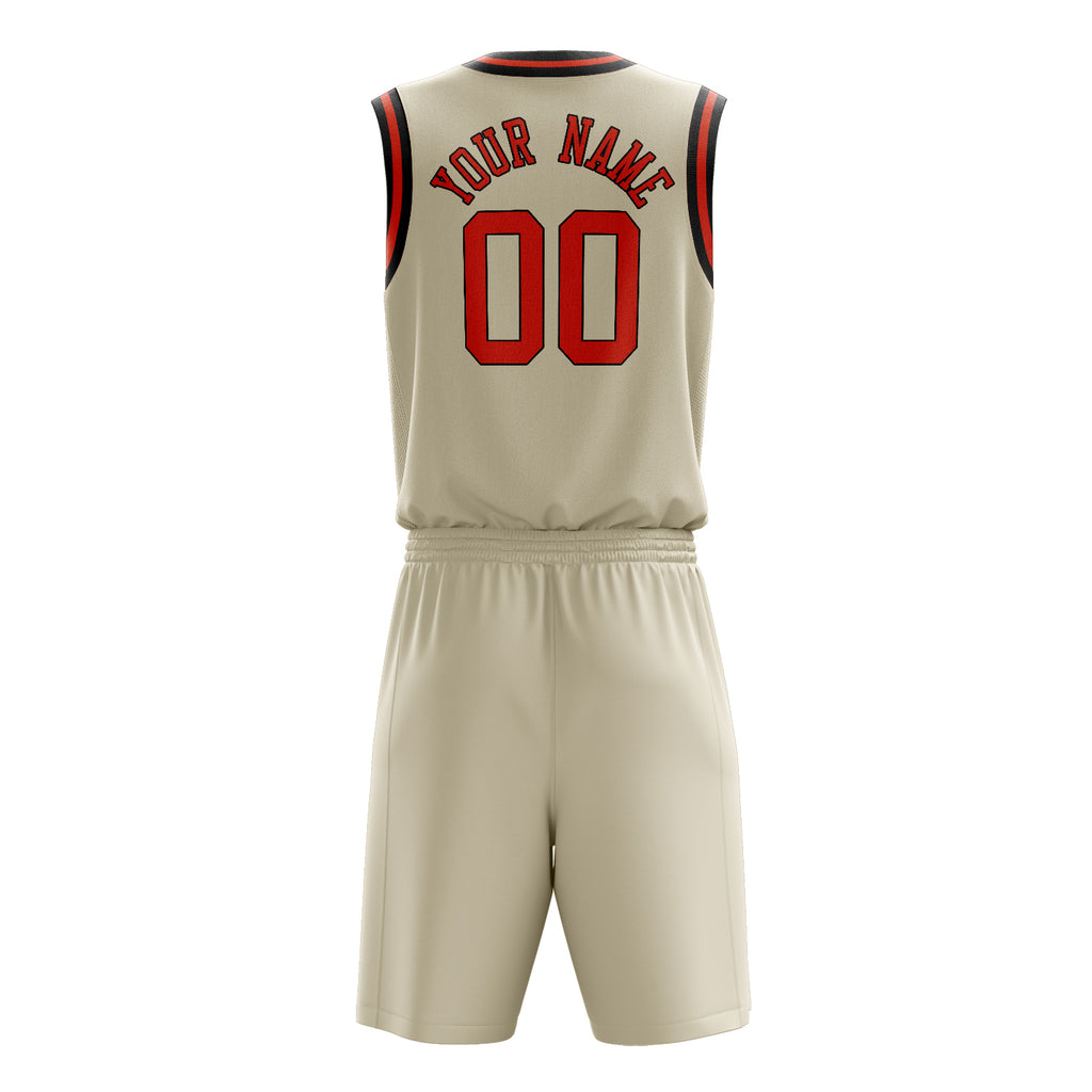 Custom Cream Red Solid Color Basketball Jersey