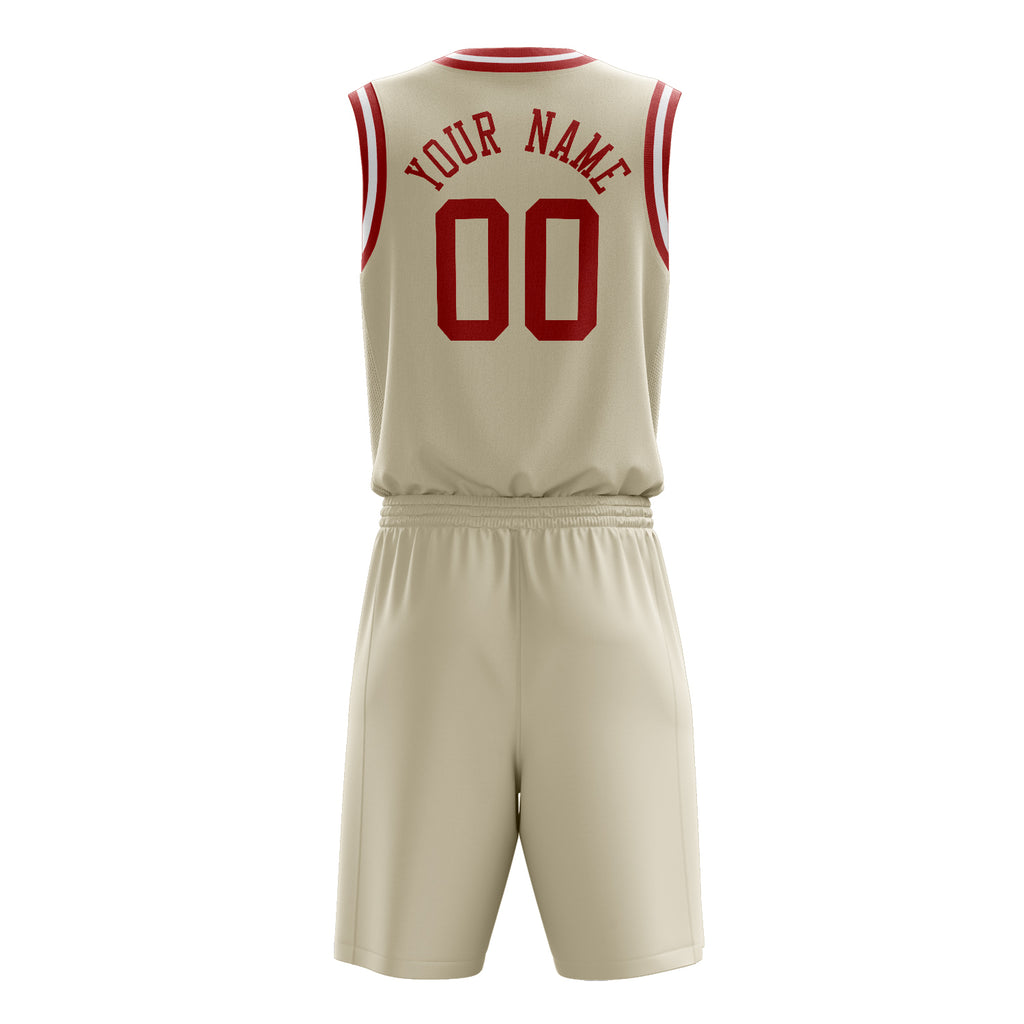 Custom Cream Red Solid Color Basketball Jersey