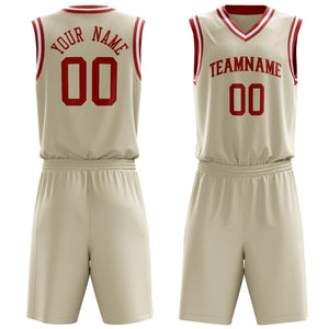 Custom Cream Red Solid Color Basketball Jersey