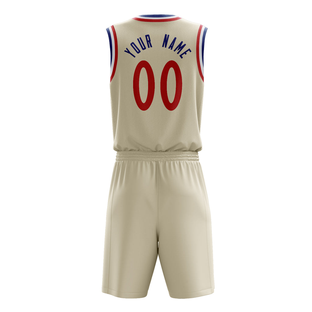 Custom Cream Red Solid Color Basketball Jersey